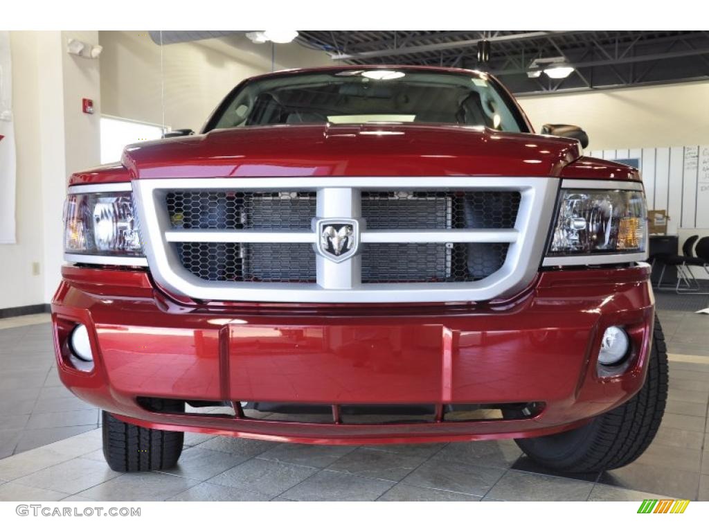 2010 Dakota Big Horn Extended Cab - Inferno Red Crystal Pearl / Dark Khaki/Medium Khaki photo #2