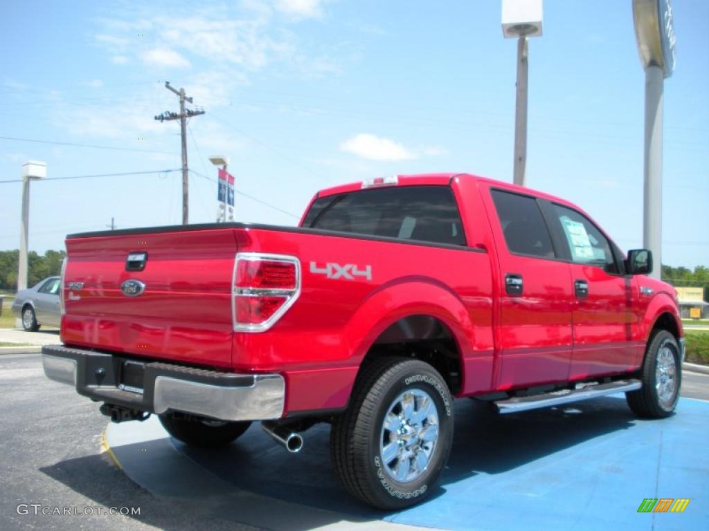 2010 F150 XLT SuperCrew 4x4 - Vermillion Red / Medium Stone photo #3