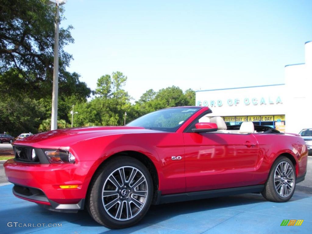 2011 Mustang GT Premium Convertible - Red Candy Metallic / Stone photo #4