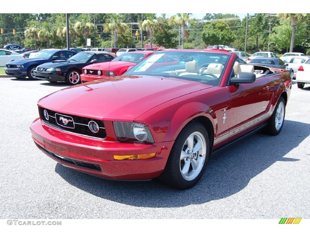 2007 Mustang V6 Deluxe Convertible - Redfire Metallic / Medium Parchment photo #13