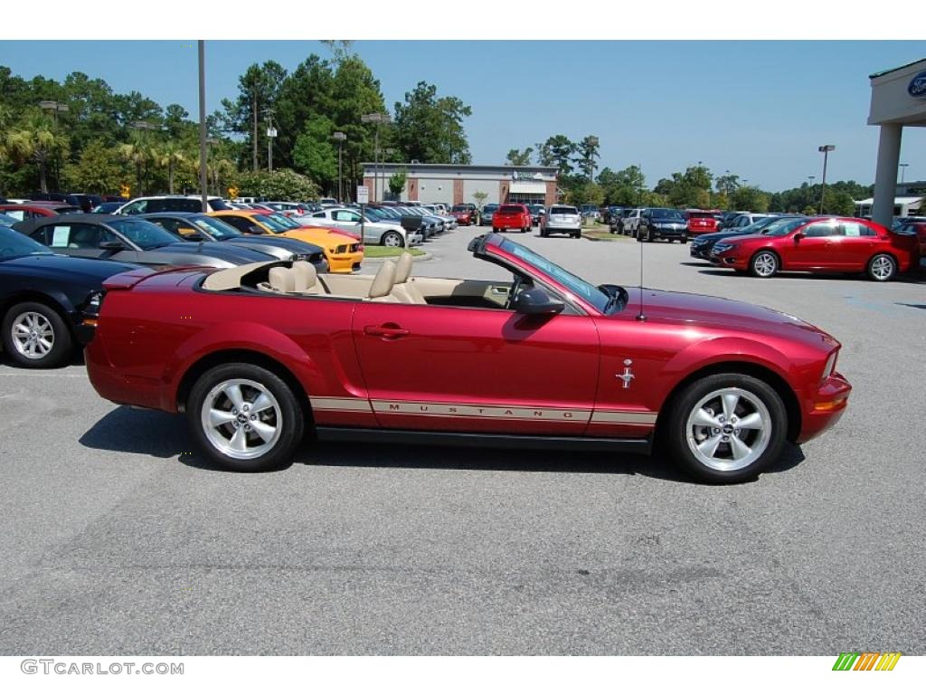 2007 Mustang V6 Deluxe Convertible - Redfire Metallic / Medium Parchment photo #15