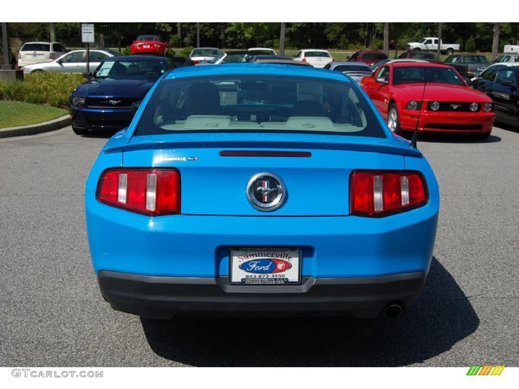 2010 Mustang V6 Coupe - Grabber Blue / Stone photo #15