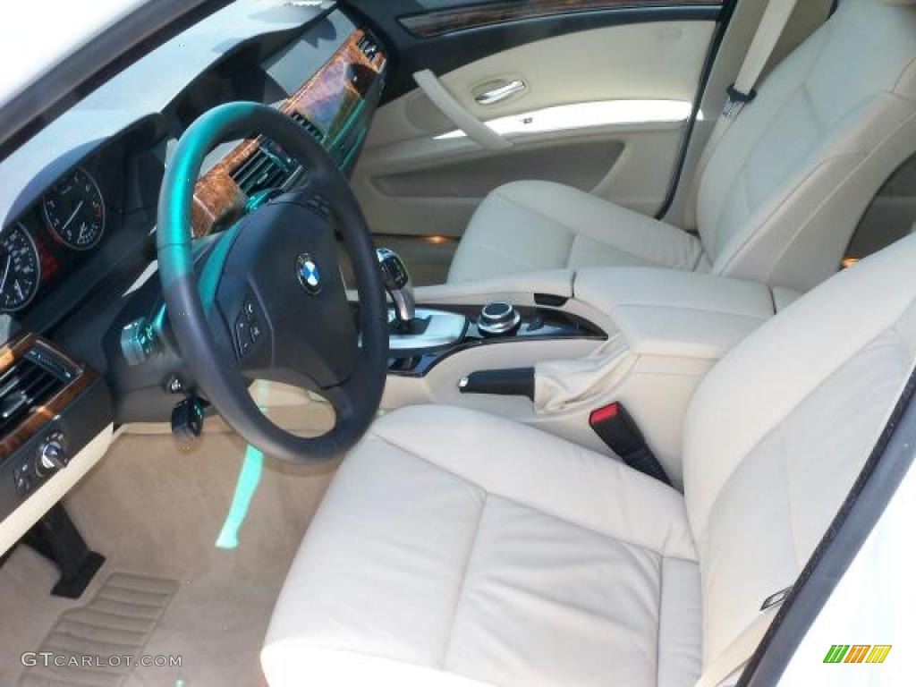 2008 5 Series 528i Sedan - Alpine White / Cream Beige Dakota Leather photo #17