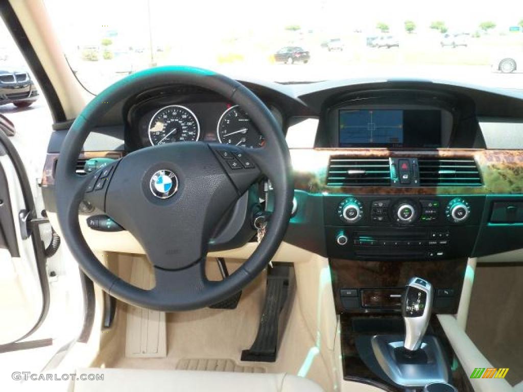 2008 5 Series 528i Sedan - Alpine White / Cream Beige Dakota Leather photo #18