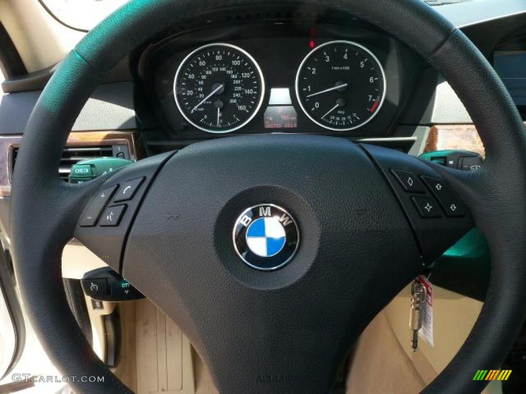 2008 5 Series 528i Sedan - Alpine White / Cream Beige Dakota Leather photo #27