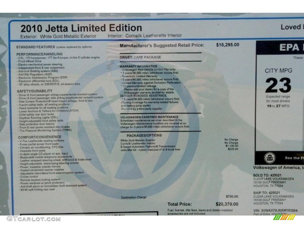 2010 Jetta Limited Edition Sedan - White Gold Metallic / Cornsilk Beige photo #11