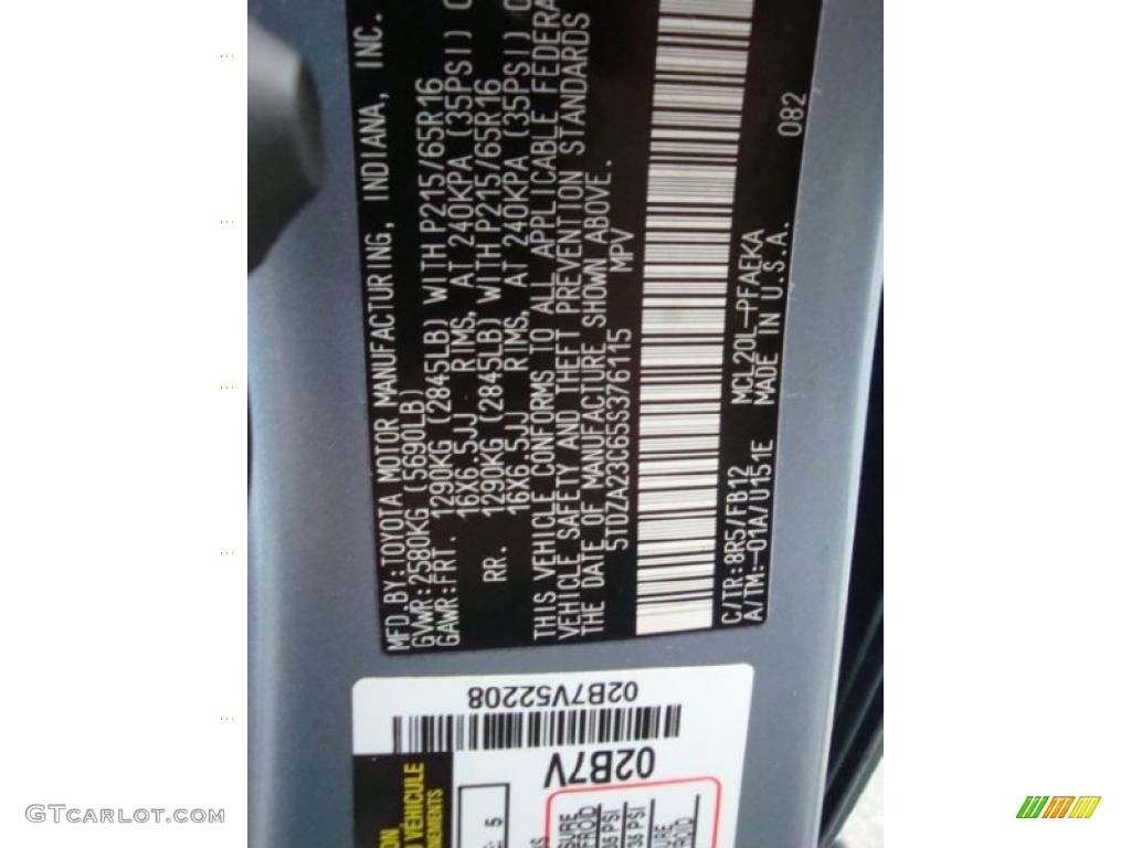2005 Toyota Sienna LE Color Code Photos