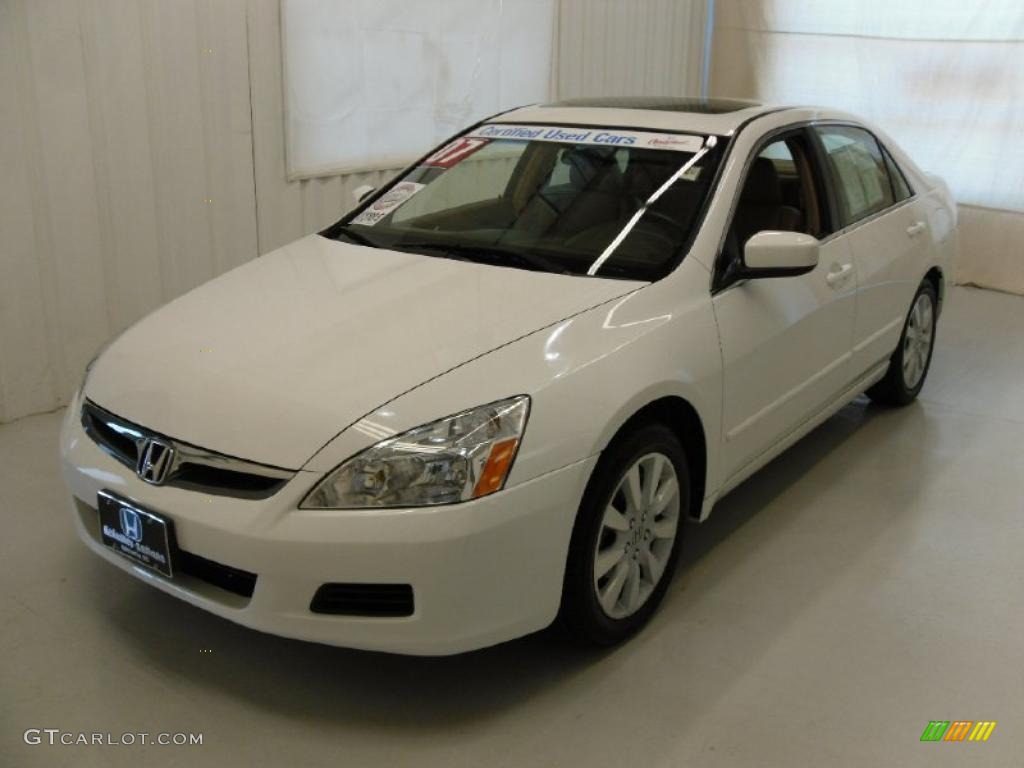 2007 Accord EX-L V6 Sedan - Taffeta White / Ivory photo #1