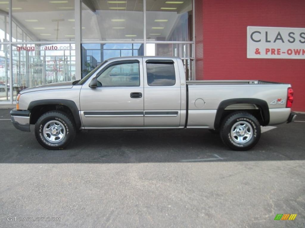 2003 Silverado 1500 LS Extended Cab 4x4 - Light Pewter Metallic / Tan photo #3