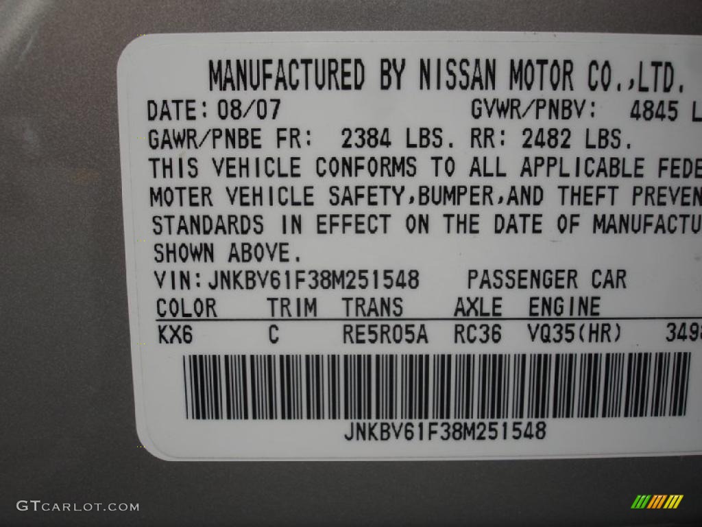 2008 G Color Code KX6 for Desert Platinum Beige Photo #33473546