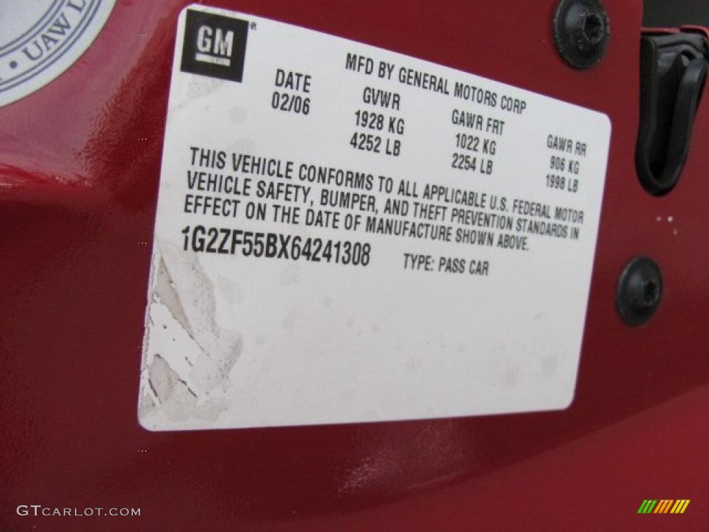 2006 G6 Sedan - Crimson Red / Ebony photo #14