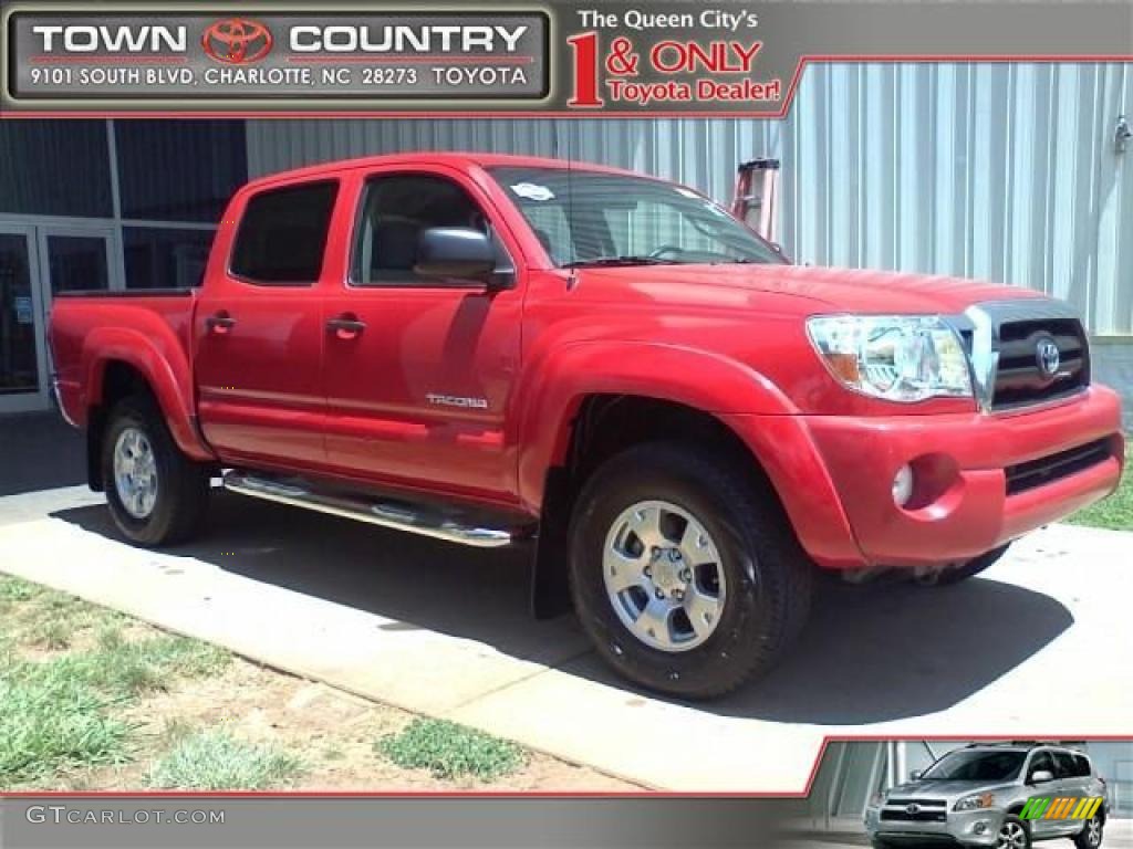 2006 Tacoma V6 PreRunner Double Cab - Radiant Red / Taupe photo #1