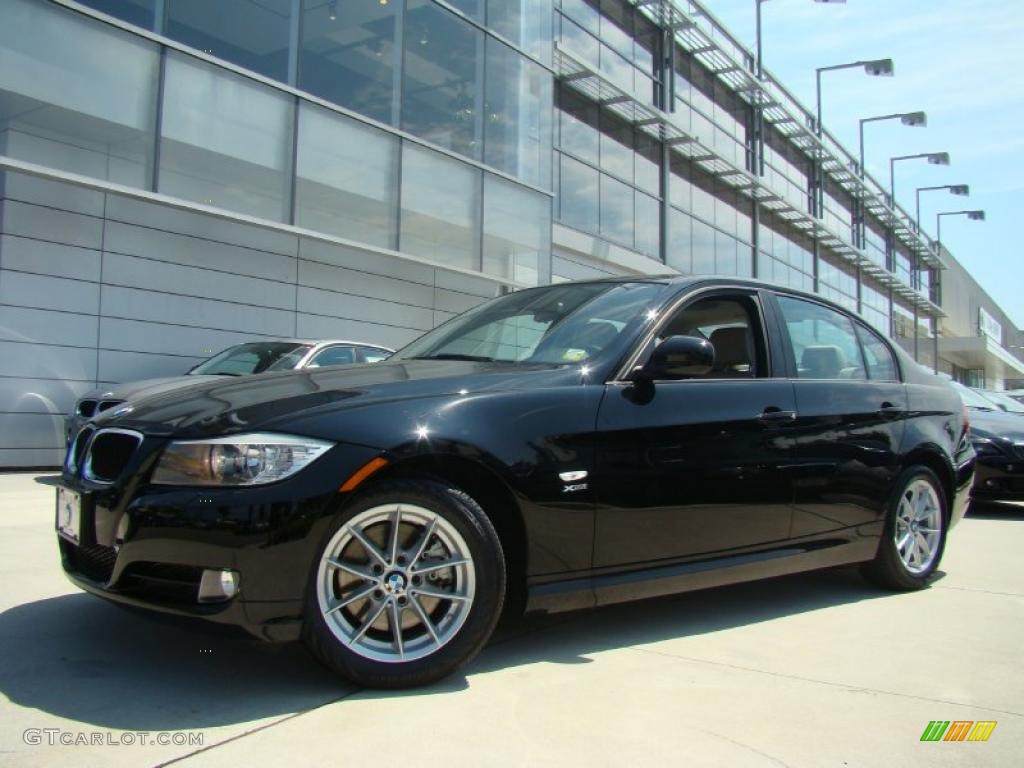 2010 3 Series 328i xDrive Sedan - Jet Black / Oyster/Black Dakota Leather photo #1