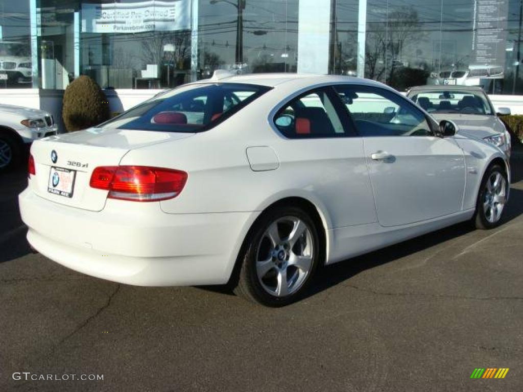 2007 3 Series 328xi Coupe - Alpine White / Coral Red/Black photo #8