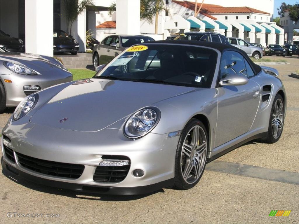 2008 911 Turbo Cabriolet - Arctic Silver Metallic / Black photo #1