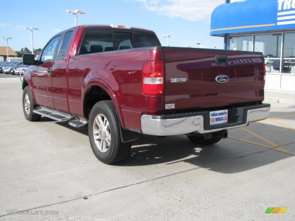 2005 F150 Lariat SuperCab 4x4 - Dark Toreador Red Metallic / Black photo #16