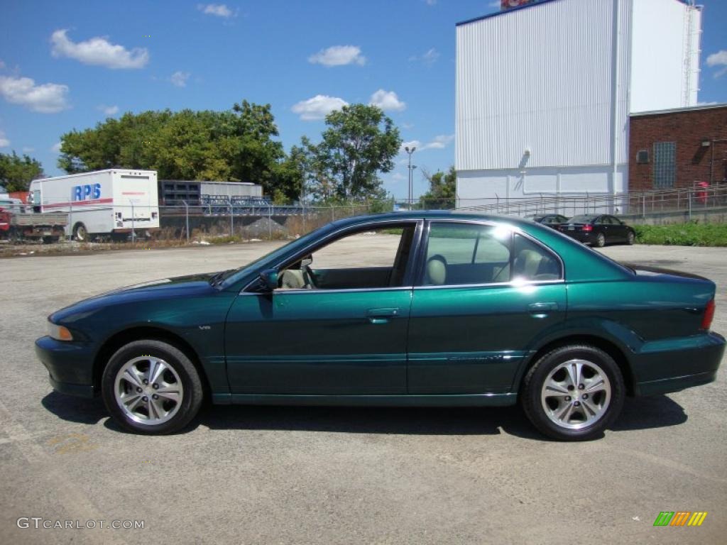 2001 Galant LS V6 - Sherwood Green Pearl / Tan photo #11