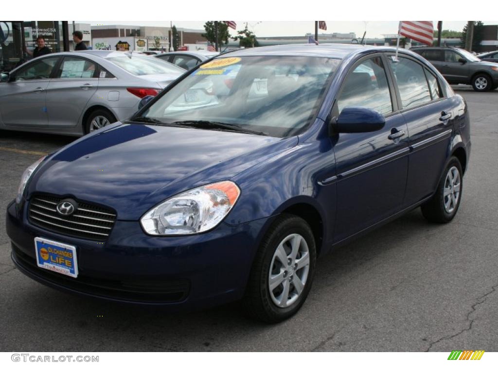 2009 Accent GLS 4 Door - Dark Sapphire Blue / Gray photo #1