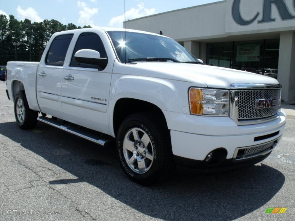 2008 Sierra 1500 Denali Crew Cab AWD - Polar White / Cocoa/Light Cashmere photo #2