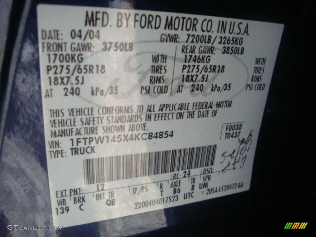 2004 F150 FX4 SuperCrew 4x4 - True Blue Metallic / Black/Medium Flint photo #14