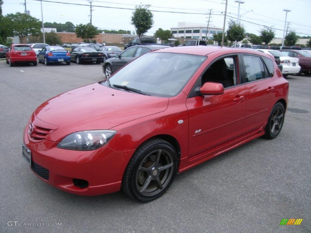 2004 MAZDA3 s Hatchback - Velocity Red / Black/Red photo #1