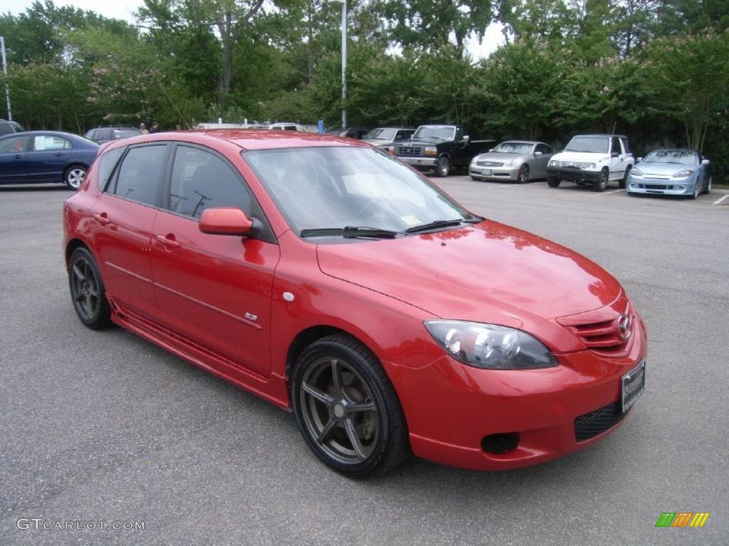 2004 MAZDA3 s Hatchback - Velocity Red / Black/Red photo #7