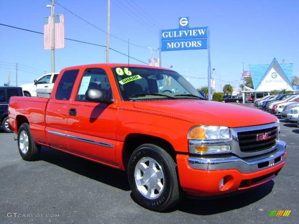 2006 Sierra 1500 SLE Extended Cab - Fire Red / Pewter photo #1