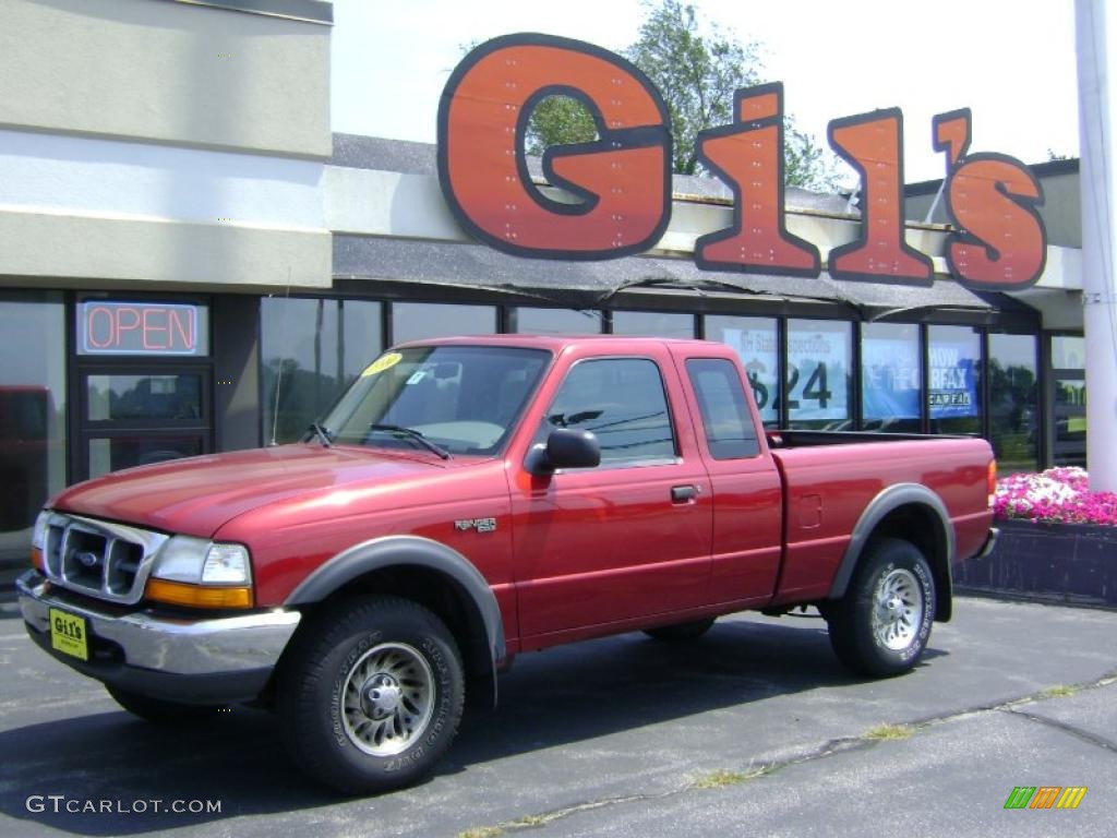 1999 Ranger XLT Extended Cab 4x4 - Toreador Red Metallic / Medium Graphite photo #1