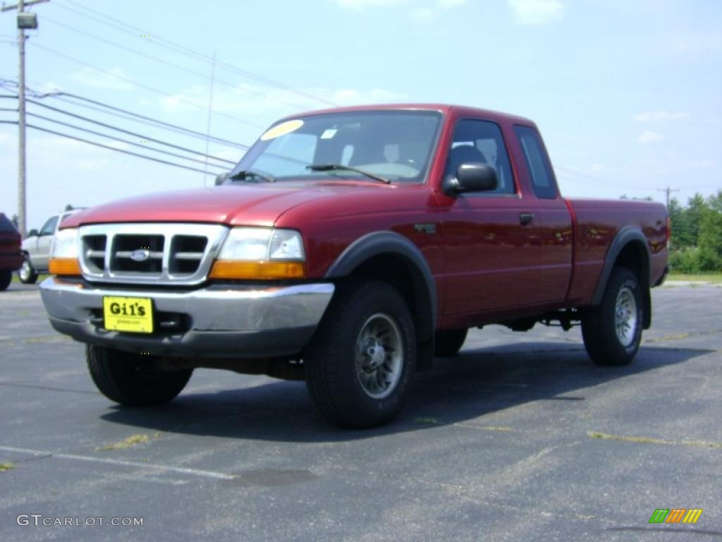 1999 Ranger XLT Extended Cab 4x4 - Toreador Red Metallic / Medium Graphite photo #3
