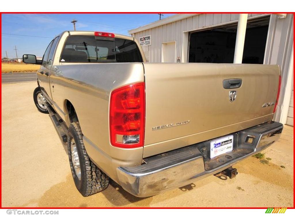2005 Ram 3500 SLT Quad Cab 4x4 - Light Almond Pearl Metallic / Taupe photo #3