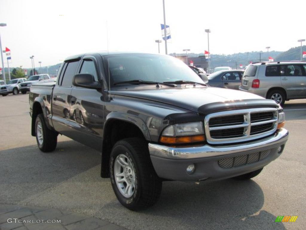 2004 Dakota SLT Quad Cab 4x4 - Graphite Metallic / Dark Slate Gray photo #9