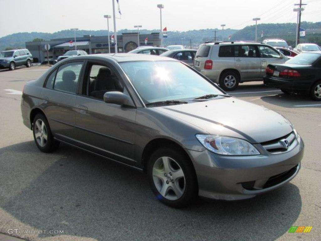 2005 Civic EX Sedan - Magnesium Metallic / Gray photo #9