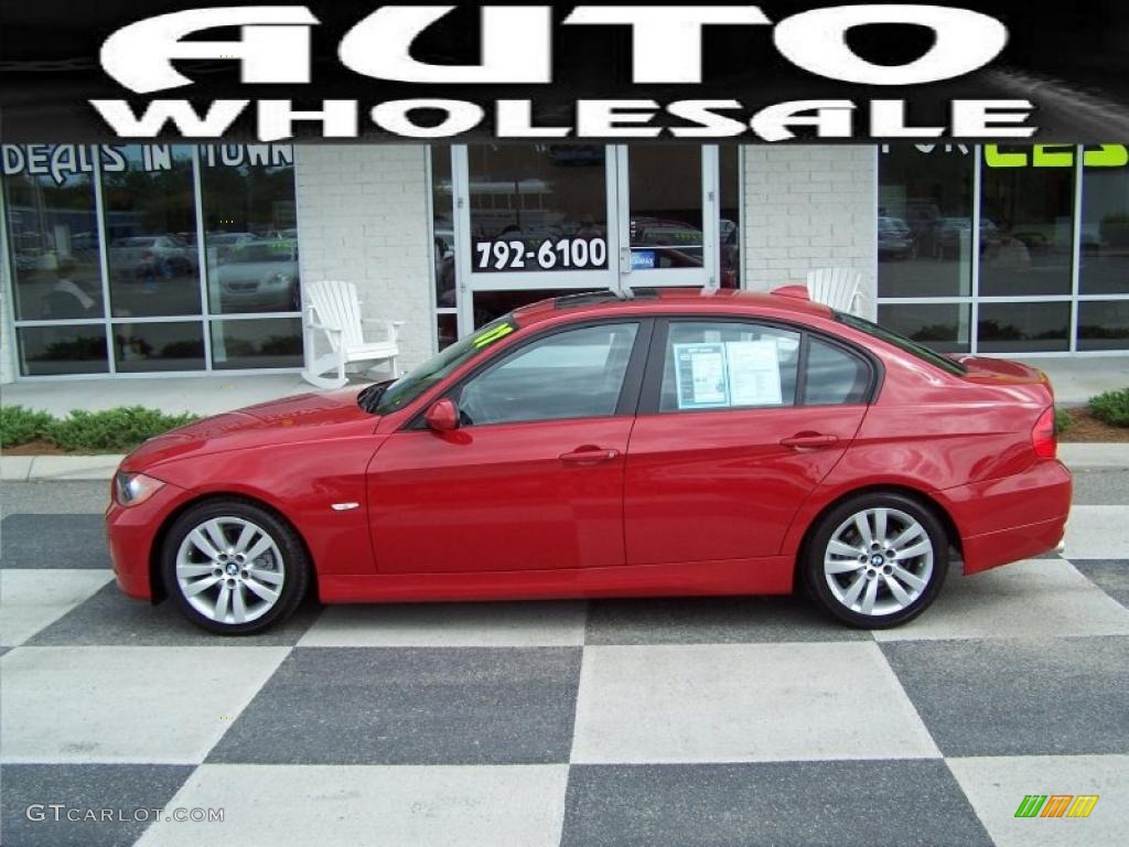 2007 3 Series 328i Sedan - Crimson Red / Black photo #1