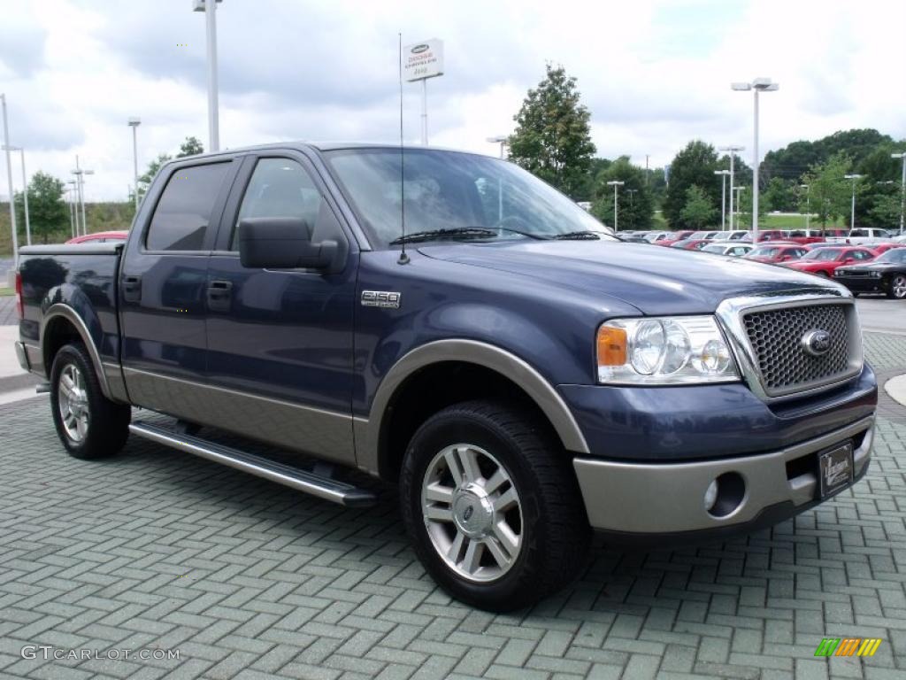 2006 F150 Lariat SuperCrew - Medium Wedgewood Blue Metallic / Tan photo #7