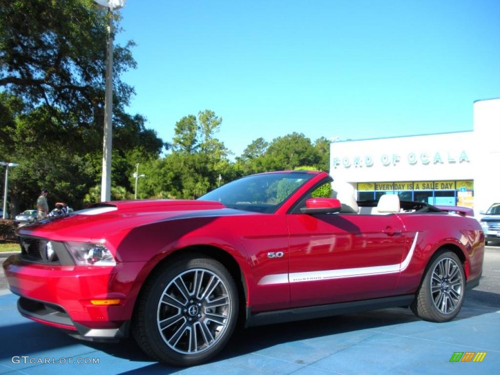 2011 Mustang GT Premium Convertible - Red Candy Metallic / Stone photo #4