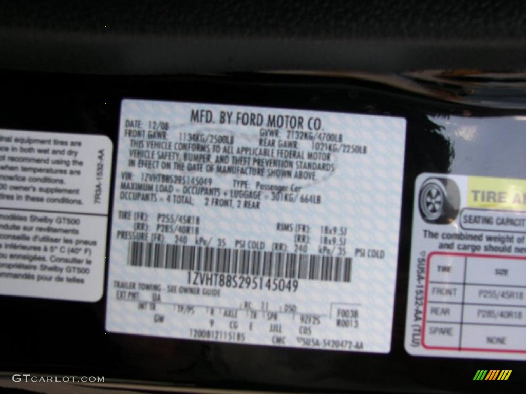 2009 Mustang Color Code UA for Black Photo #33731243