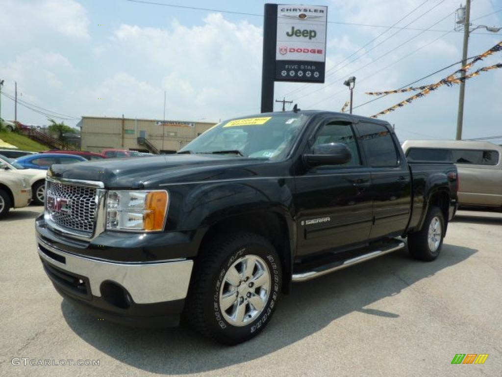 2009 Sierra 1500 SLT Crew Cab 4x4 - Carbon Black Metallic / Cocoa/Light Cashmere photo #1