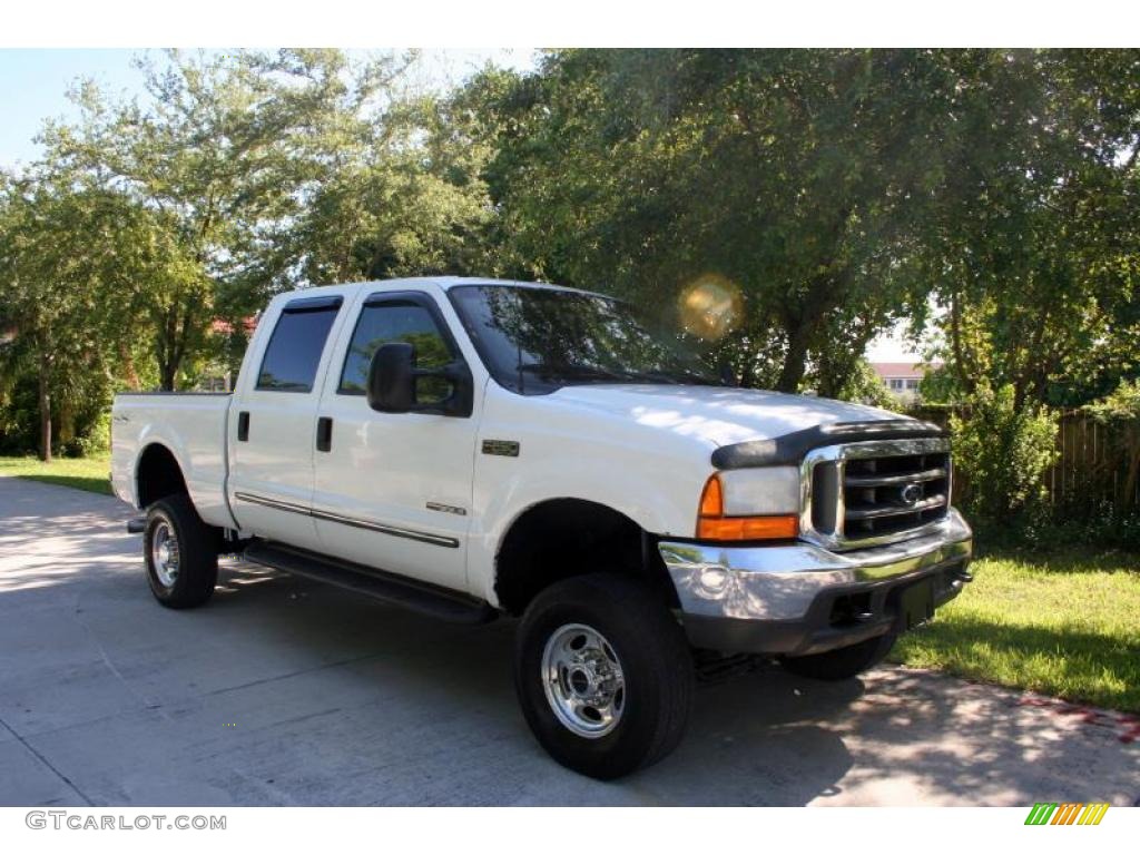 2000 F250 Super Duty Lariat Crew Cab 4x4 - Oxford White / Medium Parchment photo #14