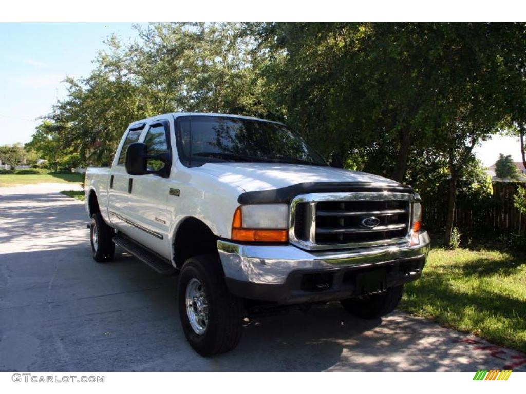 2000 F250 Super Duty Lariat Crew Cab 4x4 - Oxford White / Medium Parchment photo #15