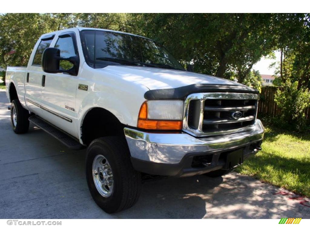 2000 F250 Super Duty Lariat Crew Cab 4x4 - Oxford White / Medium Parchment photo #17