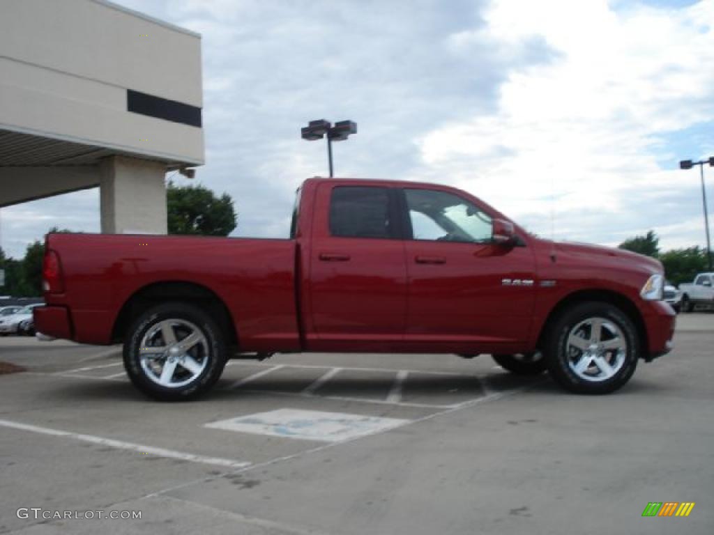 2010 Ram 1500 Sport Quad Cab - Inferno Red Crystal Pearl / Dark Slate/Medium Graystone photo #2