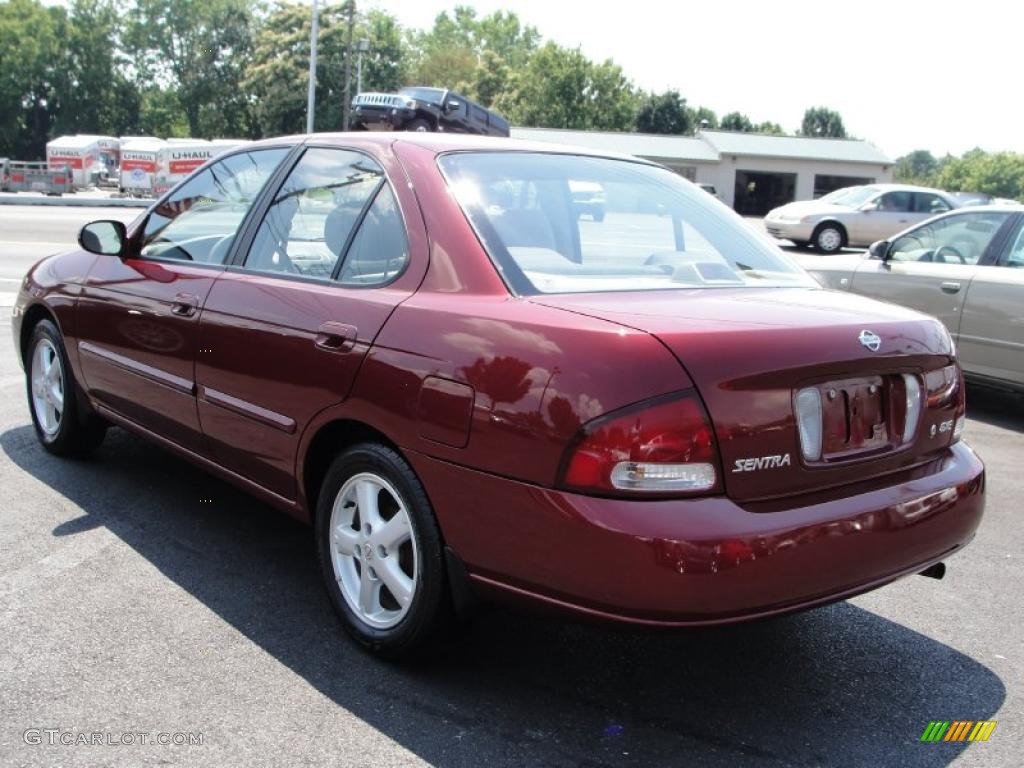 2002 Sentra GXE - Inferno Red / Sand Beige photo #5