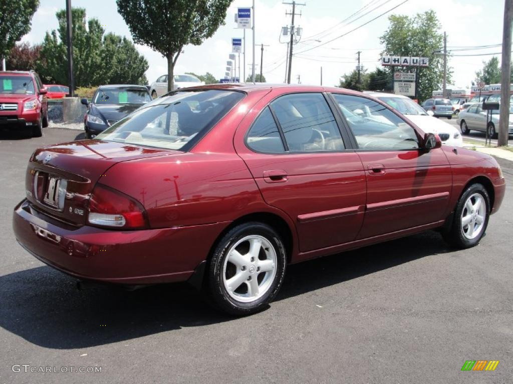 2002 Sentra GXE - Inferno Red / Sand Beige photo #7
