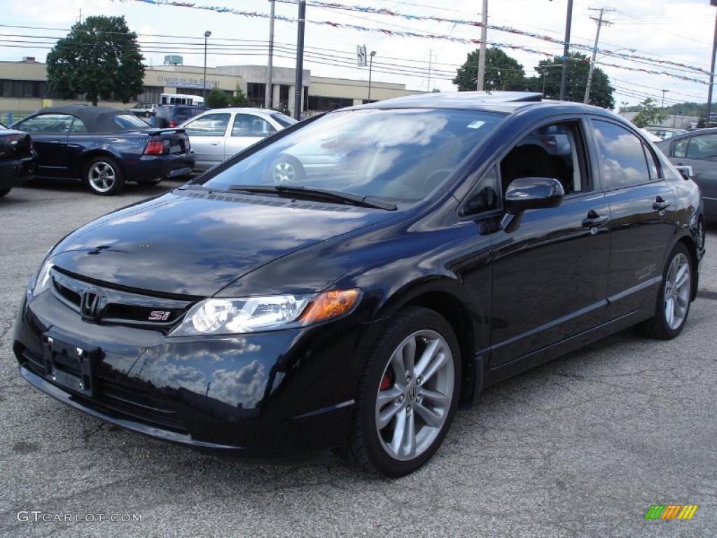 2007 Civic Si Sedan - Nighthawk Black Pearl / Black photo #3