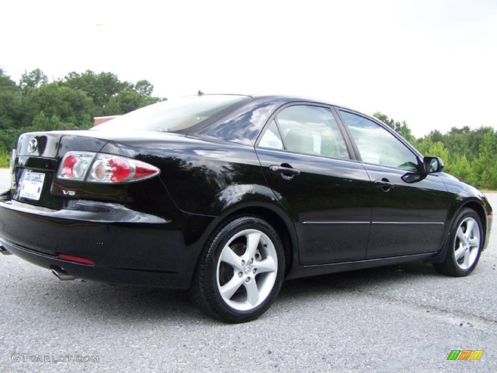 2006 MAZDA6 s Sport Sedan - Onyx Black / Beige photo #3