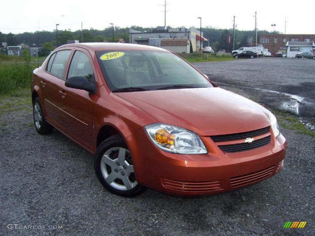 2007 Cobalt LS Sedan - Sunburst Orange Metallic / Gray photo #3