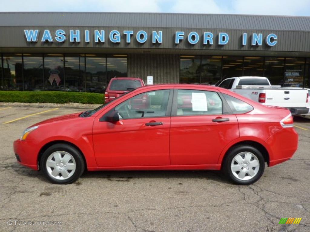 2008 Focus S Sedan - Vermillion Red / Medium Stone photo #1