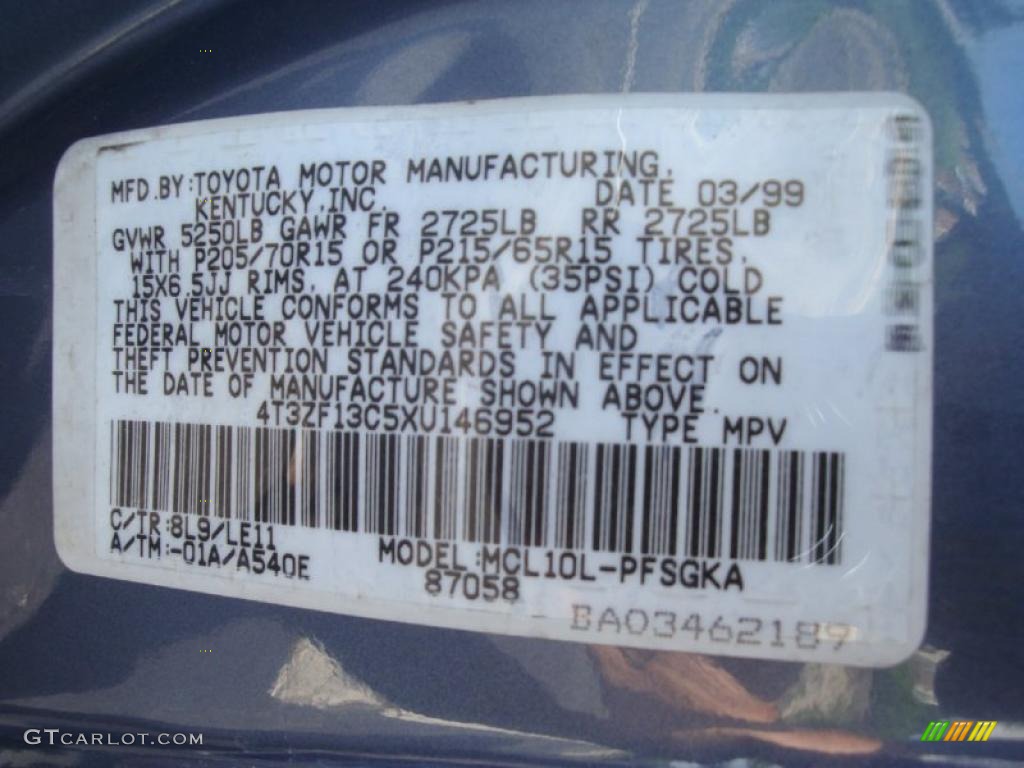 1999 Sienna XLE - Denim Blue Pearl / Gray photo #18
