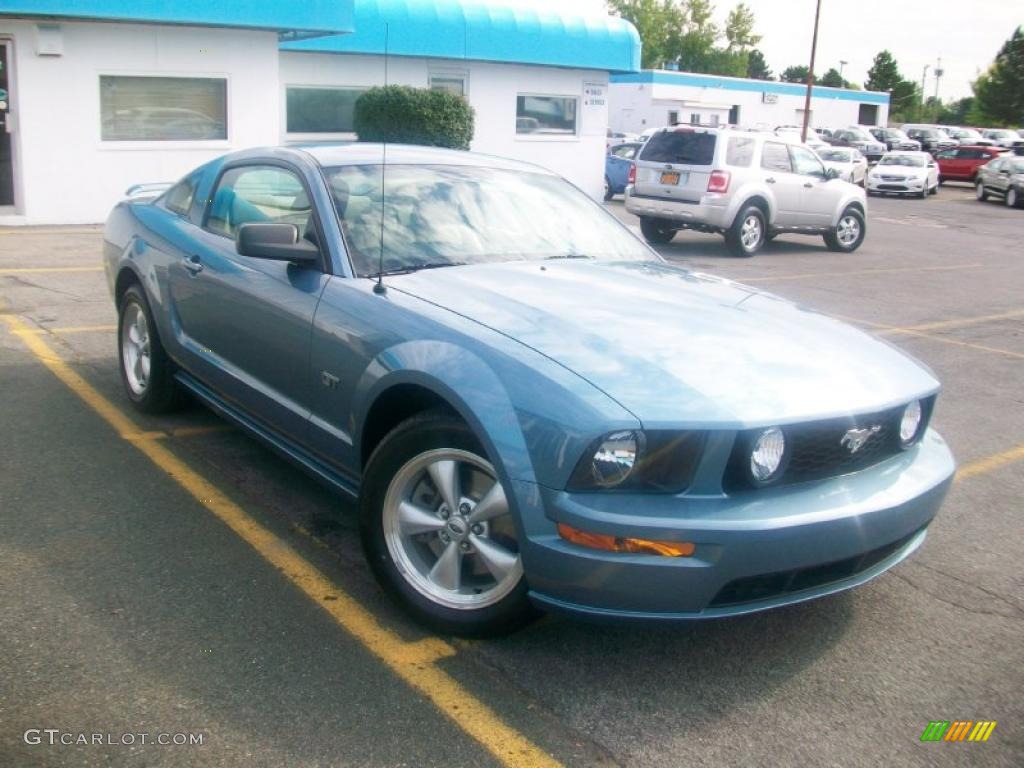 2007 Mustang GT Premium Coupe - Windveil Blue Metallic / Medium Parchment photo #6