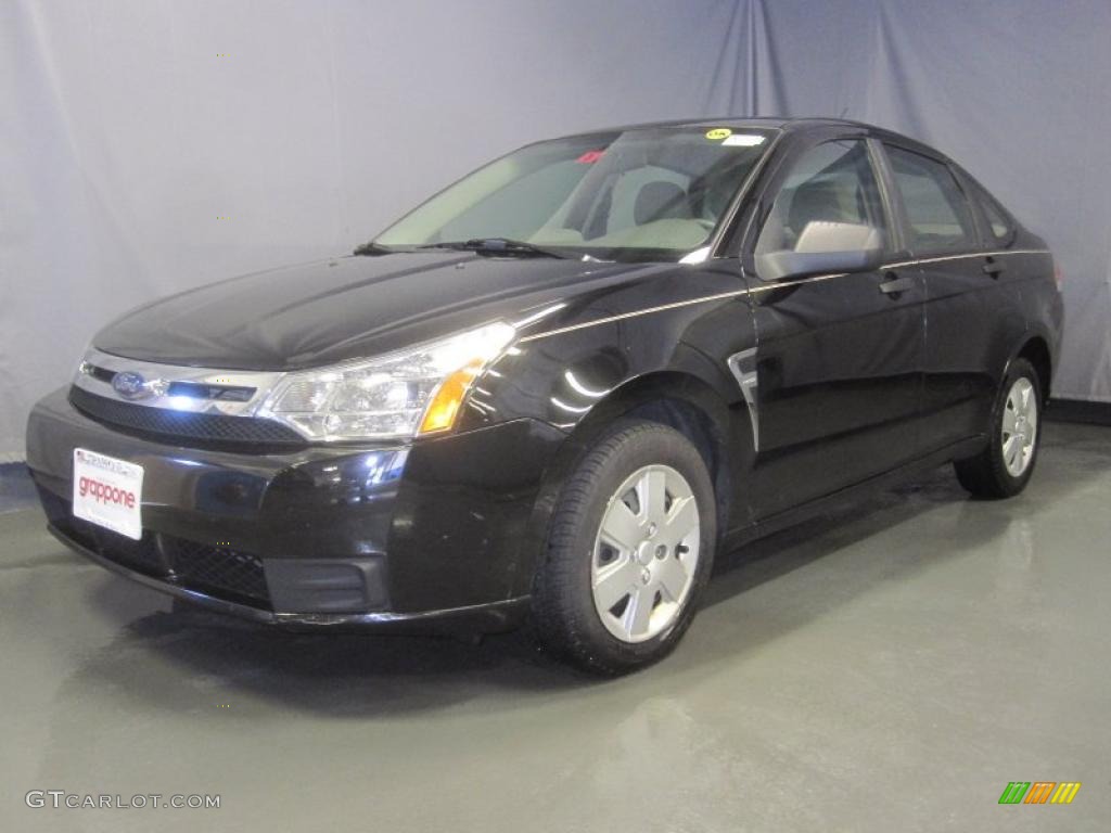 2008 Focus S Sedan - Black / Medium Stone photo #1